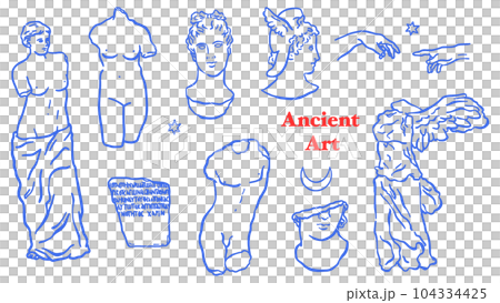 西洋古典芸術のモチーフ線画イラスト 西洋古典芸術のモチーフ線画イラスト 104334425