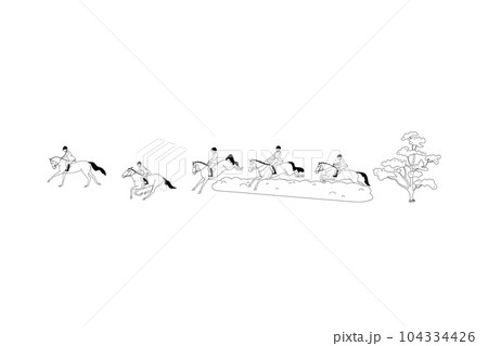 Group of riders during a horse hunting Group of riders during a horse hunting 104334426