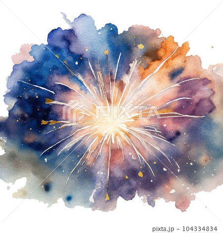 花火をイメージした抽象的な水彩イラスト Generative AIのイラスト素材