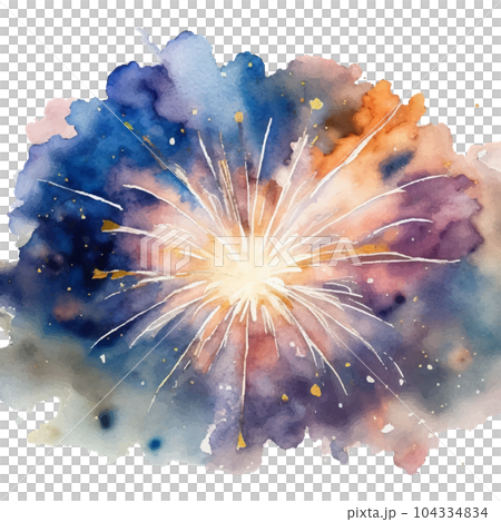 花火をイメージした抽象的な水彩イラスト Generative AIのイラスト素材