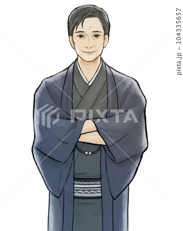 着物を着た中高年男性 着物を着た中高年男性 104335657
