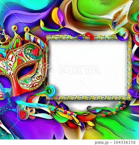 Abstract design of frame with Mardi Gras and Carnival 104336158