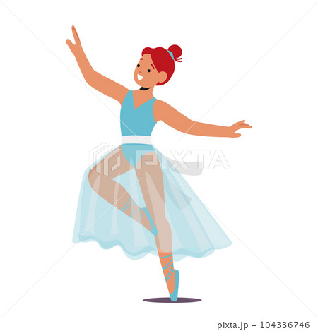 Charming And Graceful Little Ballerina Girl Character, Dressed In A Tutu And Ballet Slippers, Striking A Pose With Poise 104336746