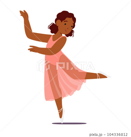 Young Ballerina Girl Character Stands Poised In Her Tutu, With Graceful Movements And A Bright Smile Vector Illustration Young Ballerina Girl Character Stands Poised In Her Tutu, With Graceful Movements And A Bright Smile Vector Illustration 104336812