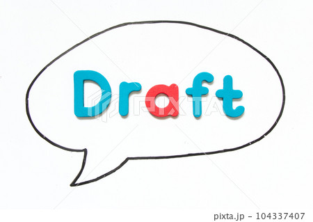 Alphabet letter with word draft in black line hand drawing as bubble speech on white board background Alphabet letter with word draft in black line hand drawing as bubble speech on white board background 104337407