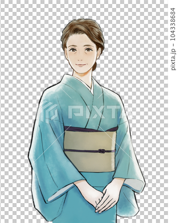 A middle-aged woman wearing a kimono 104338684