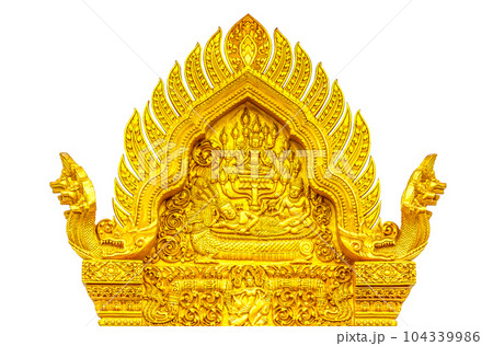 Stucco art on a beautiful temple in Thai style. 104339986