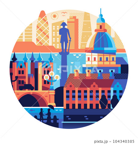 Travel London Circle Icon with St. Paul Cathedral 104340385