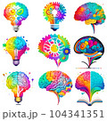 set of colorful brain idea(AI Generation, no background) 104341351