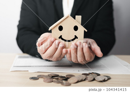 business finance and saving money investment for buying a home, Money coin stack with piggy bank saving concept. Idea for investing in real estate or property. business finance and saving money investment for buying a home, Money coin stack with piggy bank saving concept. Idea for investing in real estate or property. 104341415
