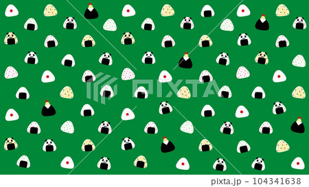 シンプルかわいいおにぎり色々模様横長（16：9）その4 104341638