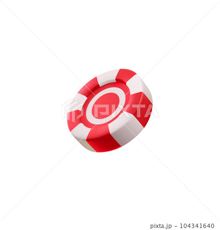 White and red 3d chip, token for poker and casino in isometric style, realistic vector illustration for gambling concept 104341640