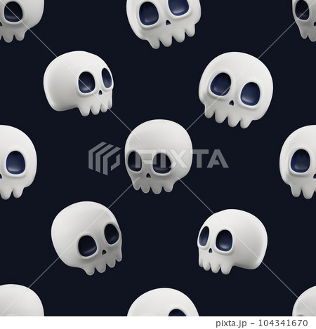 Evil skulls seamless pattern for Halloween banners, 3D realistic vector. Evil skulls seamless pattern for Halloween banners, 3D realistic vector. 104341670