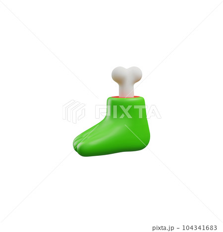 Green foot with bone 3D style, vector illustration isolated on white 104341683