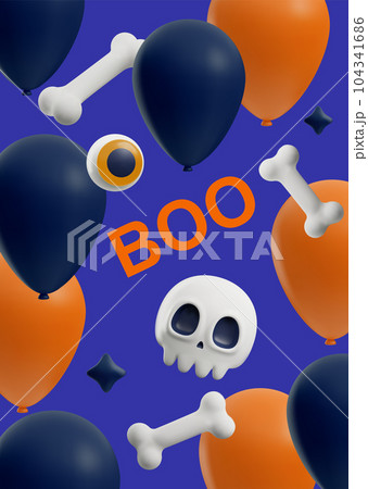 Poster or vertical banner with Halloween decor 3D style 104341686