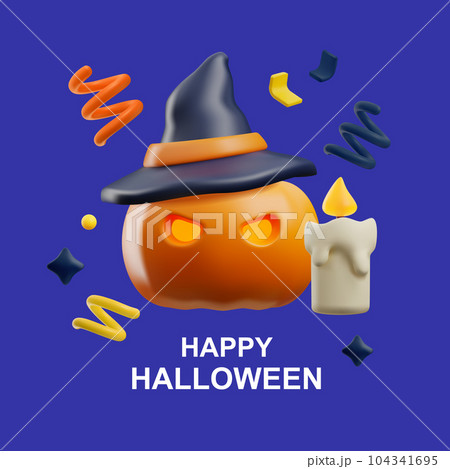Squared banner about Happy Halloween 3D style, vector illustration Squared banner about Happy Halloween 3D style, vector illustration 104341695