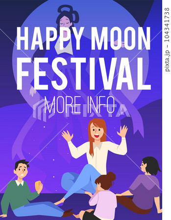 Chinese Mid Autumn festival greeting card web banner, flat vector illustration. 104341738