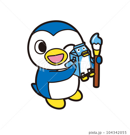 牛乳パックで工作をしているペンギン 104342055