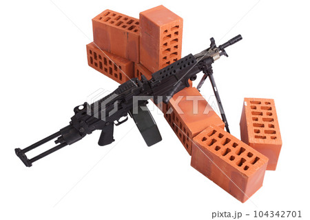 machine gun on position machine gun on position 104342701