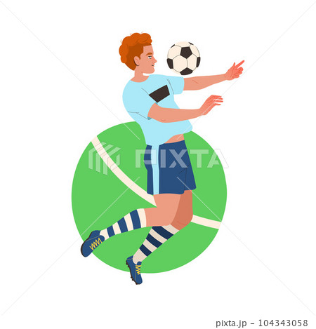 Man Football Player in Uniform Passing Ball Scoring Goal Vector Illustration Man Football Player in Uniform Passing Ball Scoring Goal Vector Illustration 104343058