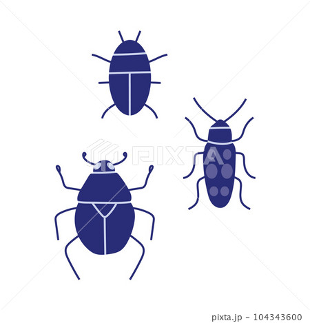 Collection of bugs, cartoon style. Set of insects. Trendy modern vector illustration isolated on white background, hand drawn, flat design. 104343600