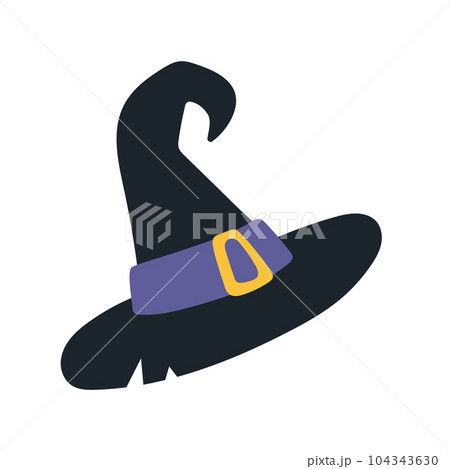 Witch hat, cartoon style. Helloween and magic concept. Trendy modern vector illustration isolated on white background, hand drawn Witch hat, cartoon style. Helloween and magic concept. Trendy modern vector illustration isolated on white background, hand drawn 104343630