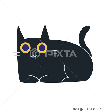 Cute cartoon black cat. Trendy modern vector illustration isolated on white background, hand drawn Cute cartoon black cat. Trendy modern vector illustration isolated on white background, hand drawn 104343648