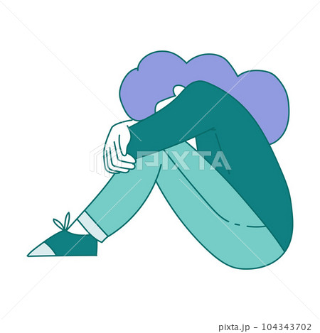 Sad and Unhappy Young Female Feeling Depression Vector Illustration Sad and Unhappy Young Female Feeling Depression Vector Illustration 104343702