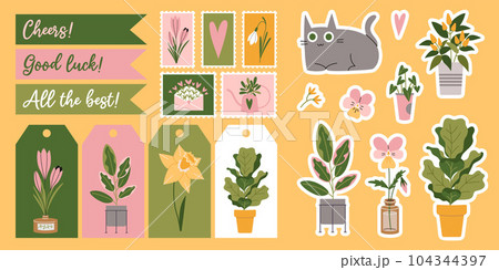 Set Of Stickers For Planner And Diaries Vector Flat Illustration