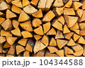 Stacks of Firewood. Preparation of firewood for the winter. Pile of Firewood. Firewood background 104344588