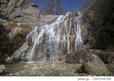 Salt del Moli waterfall in Vidra town in Catalonia 104344788