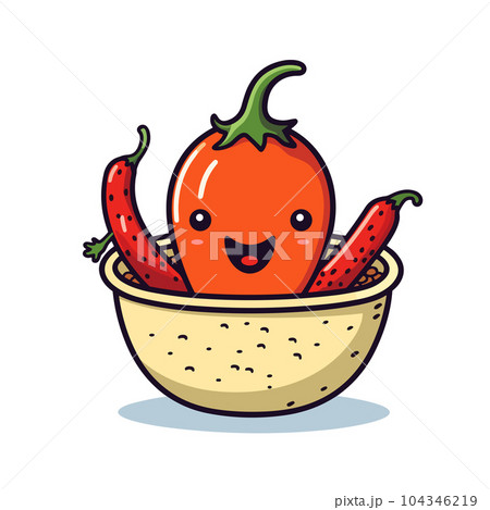 Chili pepper hand-drawn illustration. Chili pepper. Vector doodle style cartoon illustration Chili pepper hand-drawn illustration. Chili pepper. Vector doodle style cartoon illustration 104346219