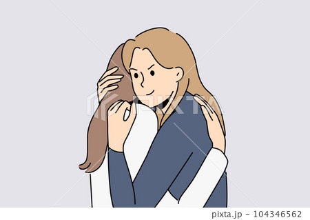 False friendship between two women hugging and conceived insidious plan in secret from friend 104346562