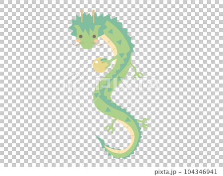 辰年の年賀状などに使える如意宝珠をもった龍のイラスト 104346941