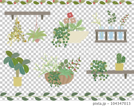觀葉植物、多肉植物及群植的簡單插圖集 觀葉植物、多肉植物及群植的簡單插圖集 104347013
