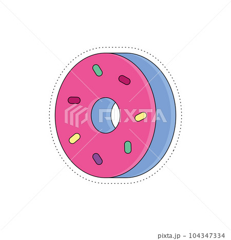 Isolated colored groovy 3d donut sticker icon Vector Isolated colored groovy 3d donut sticker icon Vector 104347334