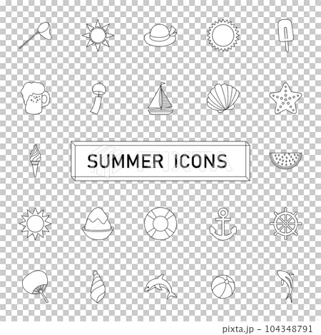 插圖素材：夏天圖標集 104348791