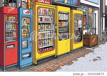 自動販売機の光景,Generative AI AI画像のイラスト素材 [104349675