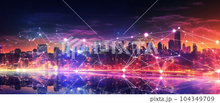 デジタルと都市風景,Generative AI AI画像 104349709