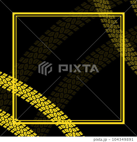 Square frame with yellow tire track path Square frame with yellow tire track path 104349891