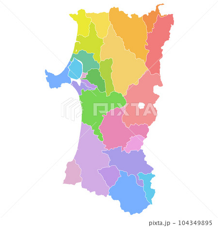秋田県と市町村地図 104349895