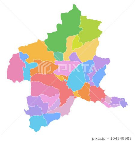 群馬県と市町村地図 群馬県と市町村地図 104349905