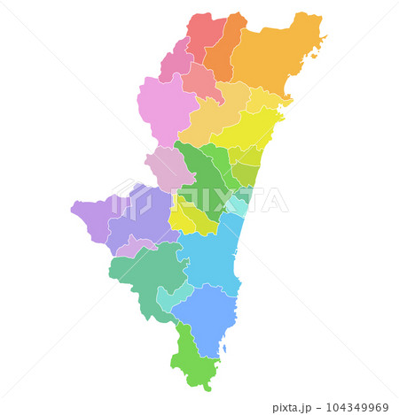宮崎県と市町村地図 104349969