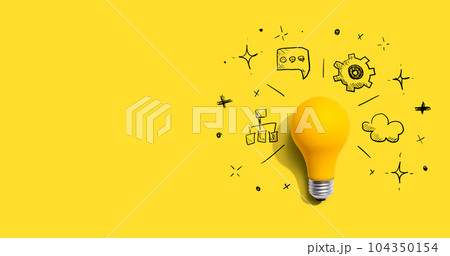 Brainstorming concept with a light bulb Brainstorming concept with a light bulb 104350154