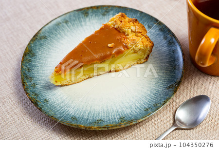 Piece of caramel apple pie served in a plate Piece of caramel apple pie served in a plate 104350276