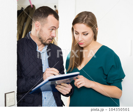 Woman polling form of marketing research Woman polling form of marketing research 104350501