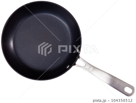 Small black enameled frying pan with long handle 104350512