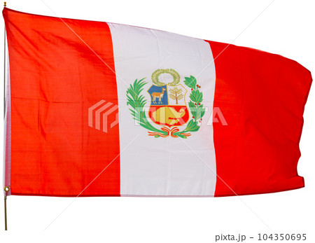 Flag of Peru waving on white background Flag of Peru waving on white background 104350695