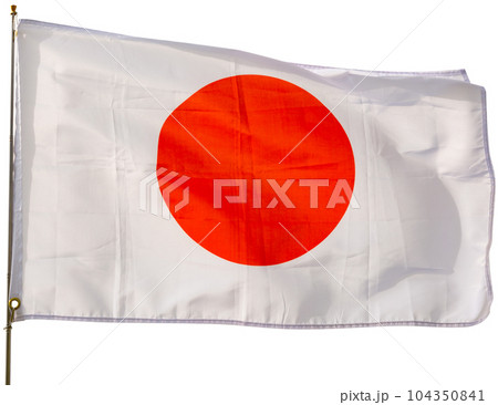 Flag of Japan flying on white 104350841