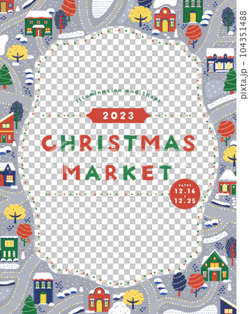 Ad template for Christmas / Frame of winter cityscape (vertical orientation) 104351488